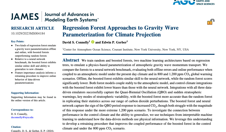 image from Regression Forest Approaches to Gravity Wave Parameterization for Climate Projection 