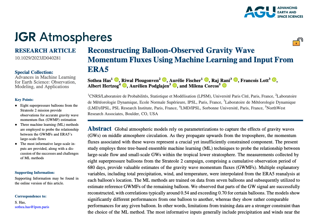 image from Reconstructing Balloon-Observed Gravity Wave Momentum Fluxes Using Machine Learning and Input From ERA5